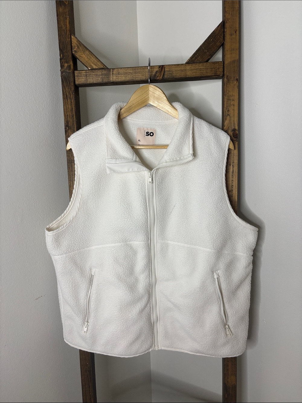 SO Cream Sherpa Fleece Zip Vest Size XL